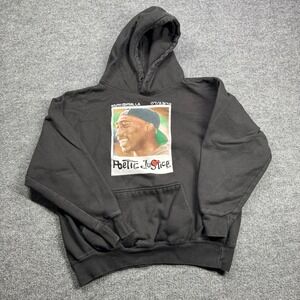 Philcos Poetic Justice Hoodie Mens L Black Tupac Shakur Graphic‎ Pullover